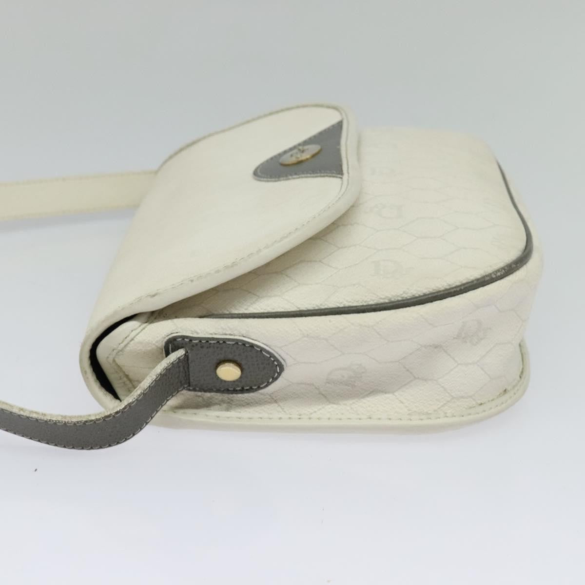 Christian Dior Honeycomb Flap Crossbody Bag Coated Canvas White Canvas Bag  