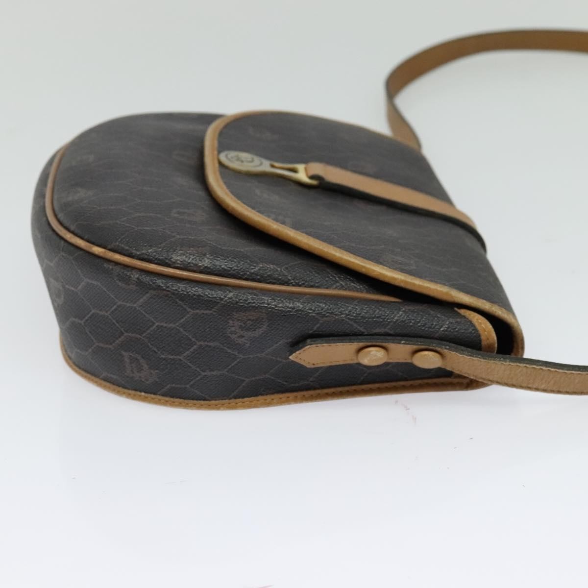 Christian Dior Honeycomb Flap Crossbody Bag Canvas And Leather Black Canvas Bag  