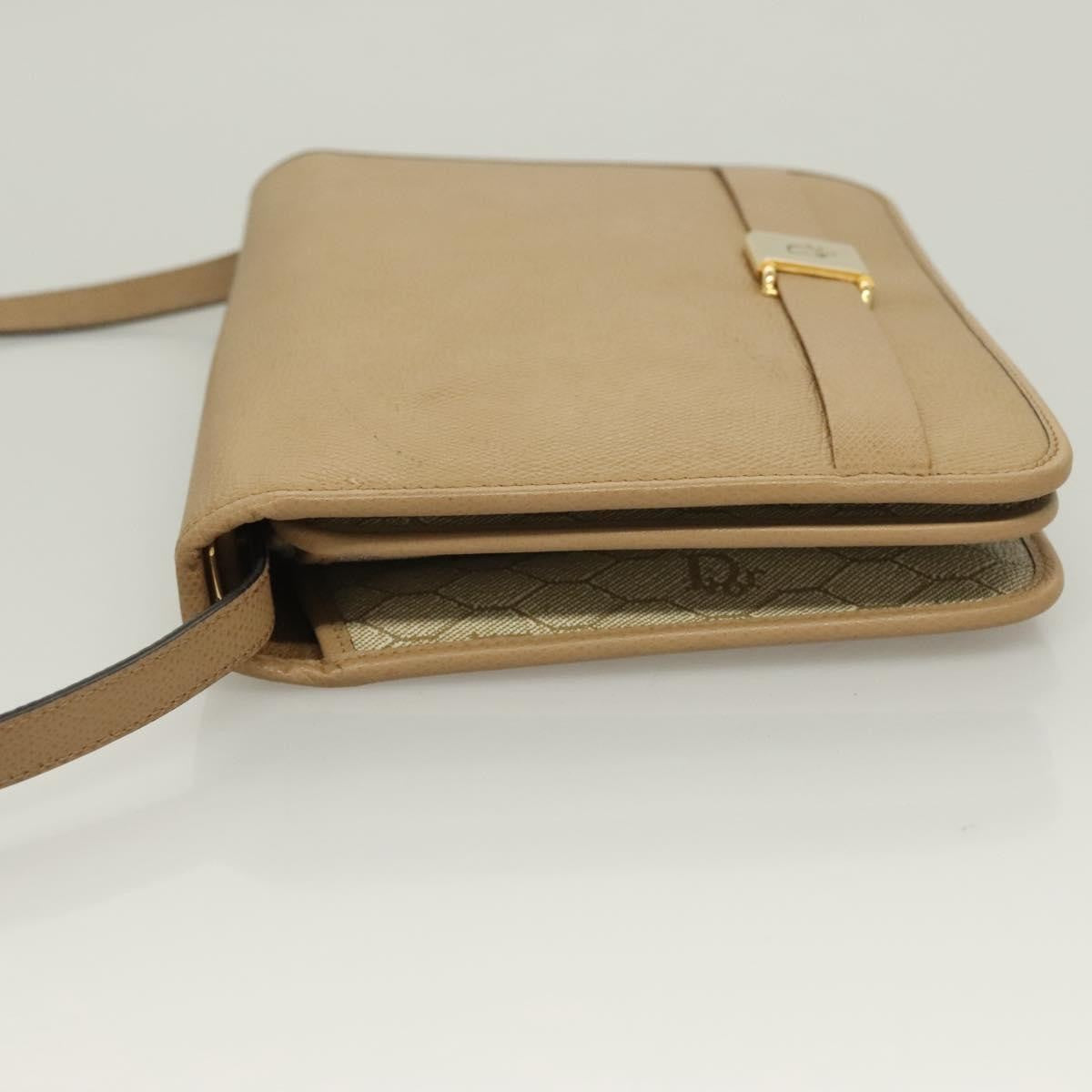 Christian Dior Honeycomb Shoulder Bag Leather Beige Leather Shoulder Bag Bag  