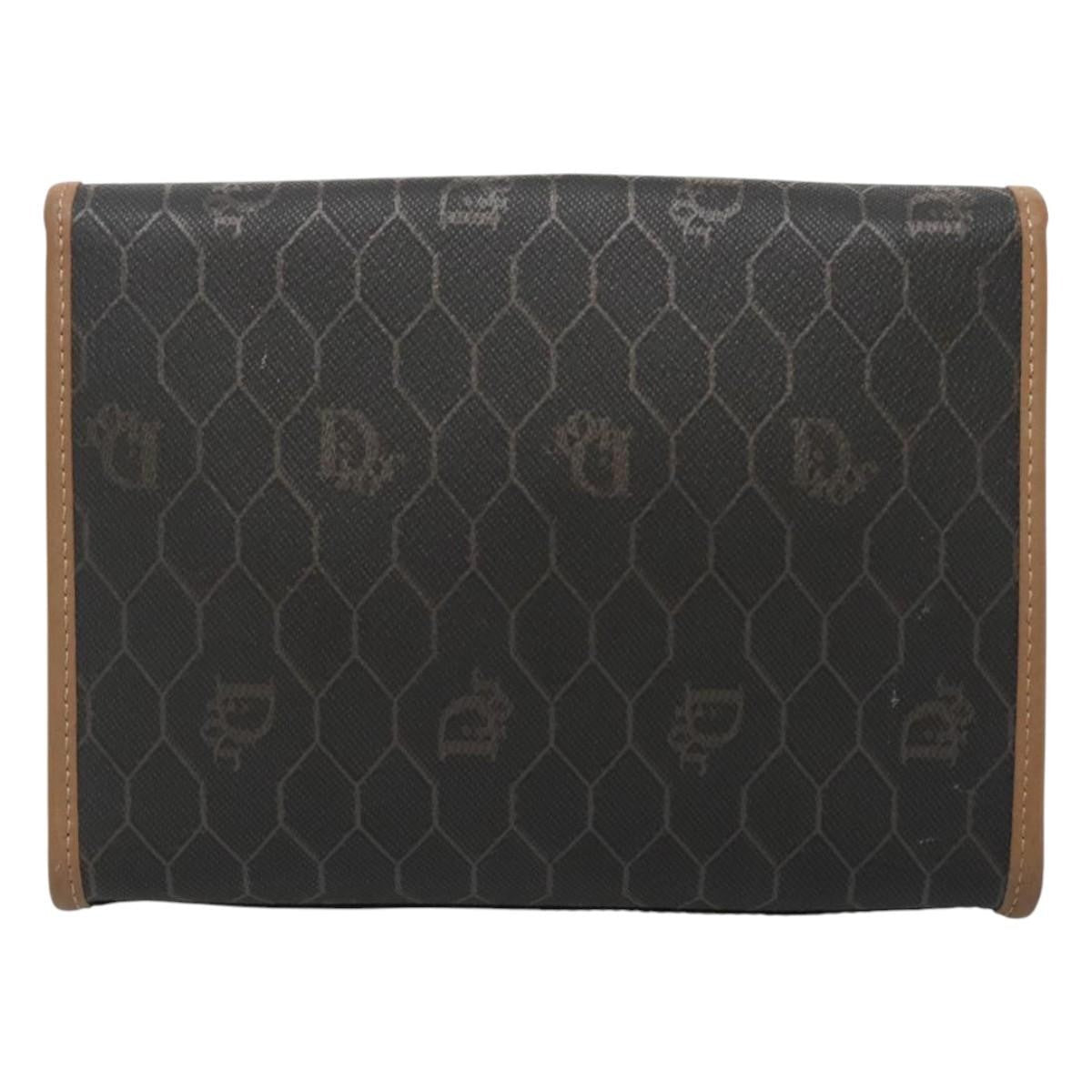 Christian Dior Honeycomb Chain Canvas Black Pvc Clutche & Pouche Bag  