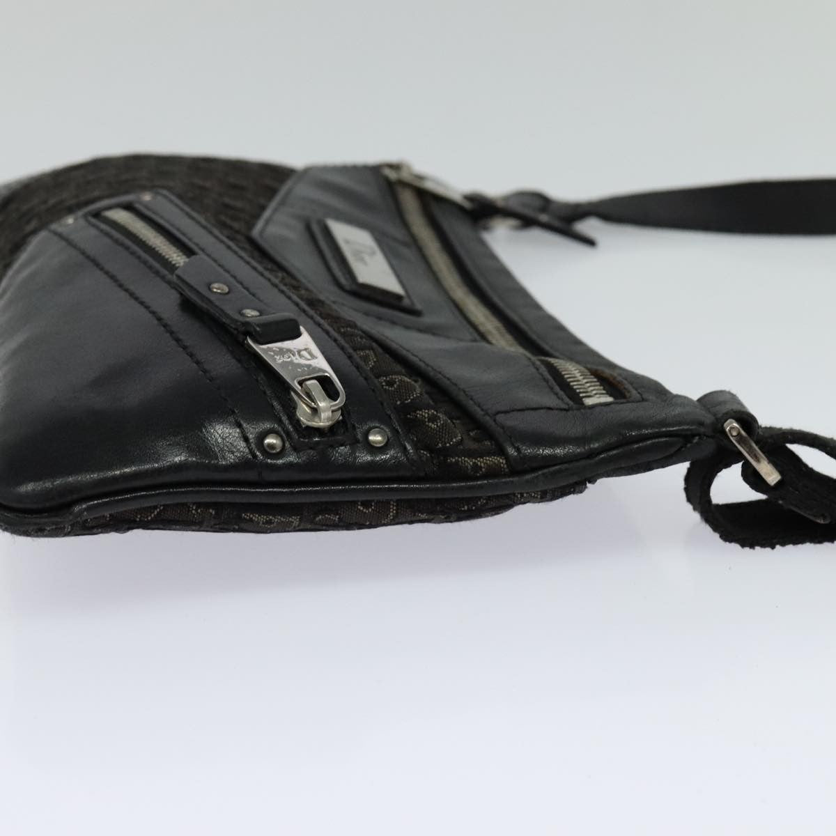 Christian Dior Trotter Shoulder Bag Canvas Black Canvas Shoulder Bag Bag  