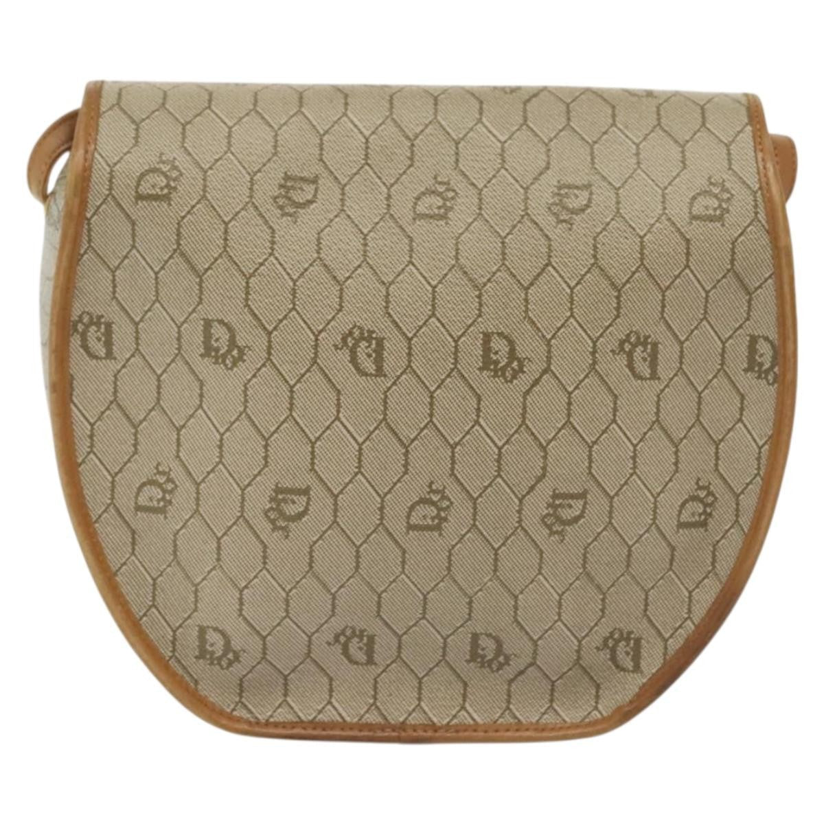 Christian Dior Honeycomb Shoulder Bag Canvas Beige Canvas Bag  