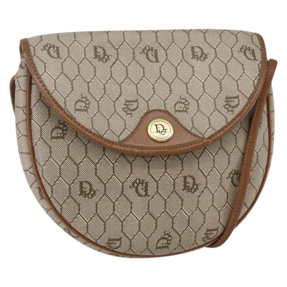 Christian Dior Honeycomb Flap Crossbody Bag Coated Canvas Beige Canvas Shoulder Bag Bag  