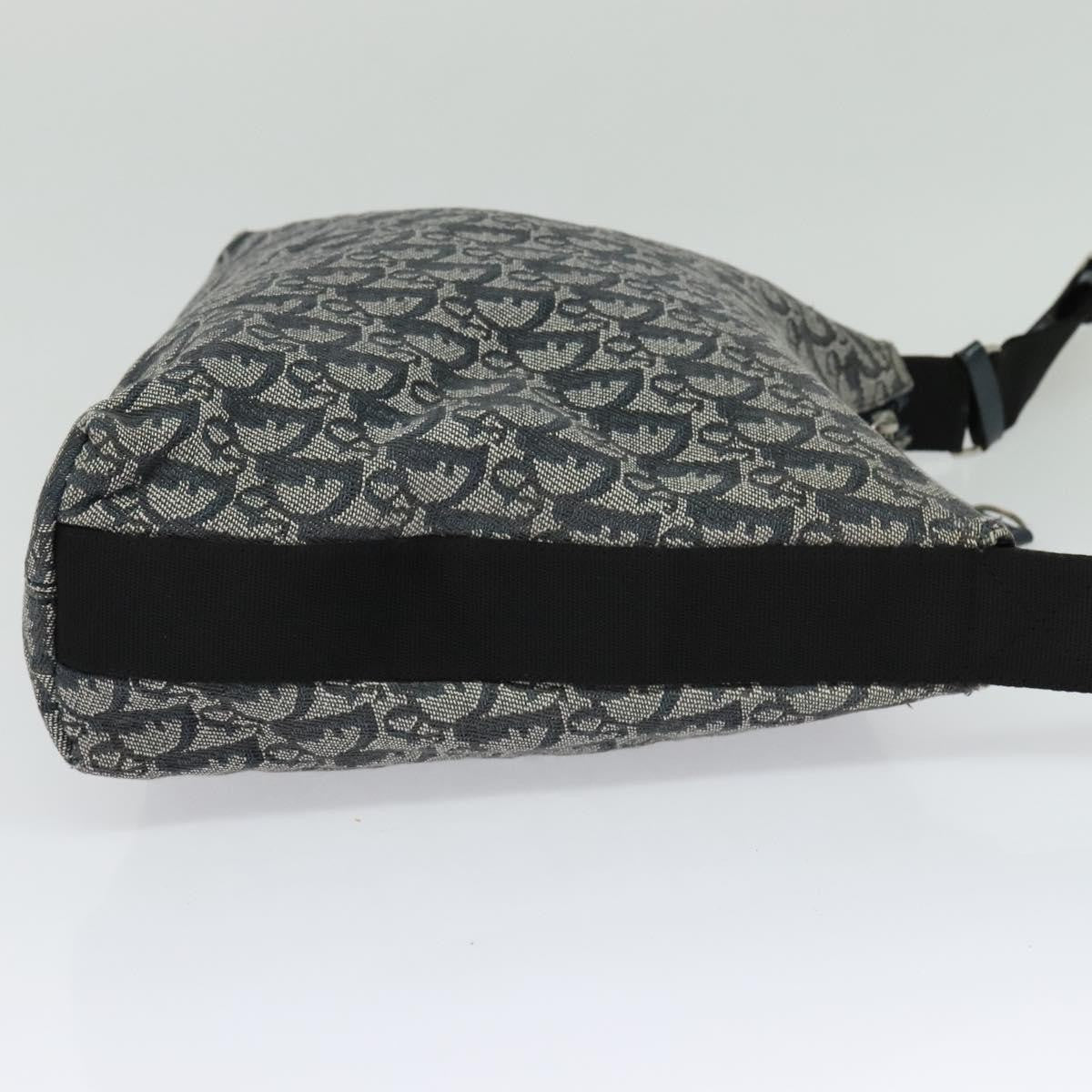 Christian Dior Zip Shoulder Bag Diorissimo Canvas Navy Canvas Shoulder Bag Bag  