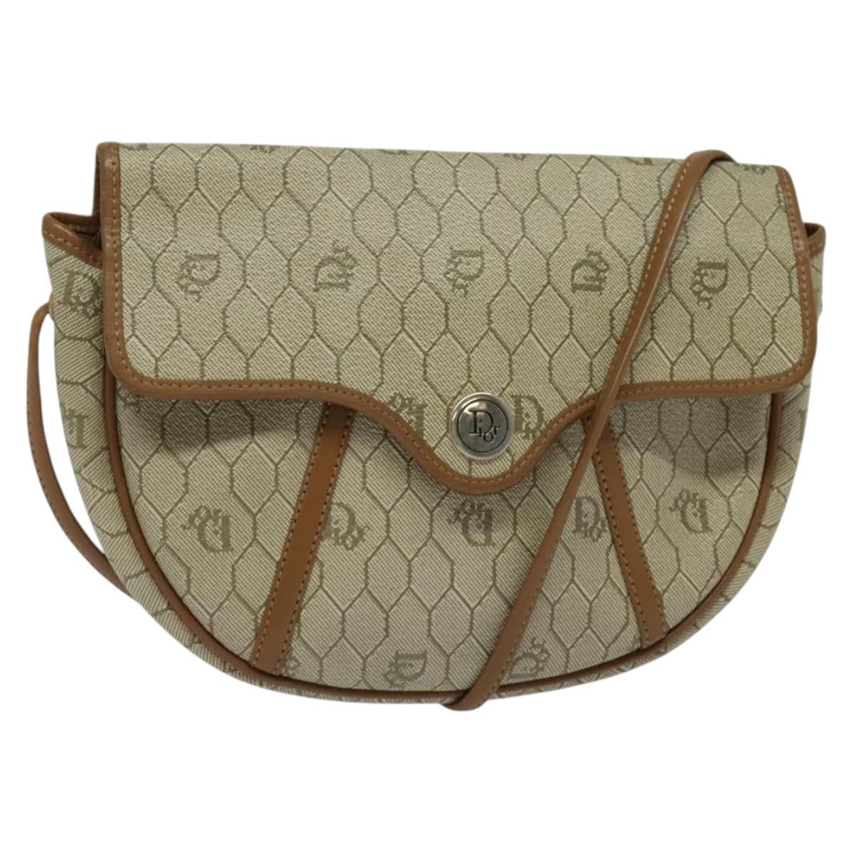 Christian Dior Honeycomb Shoulder Bag Canvas Beige Canvas Bag  