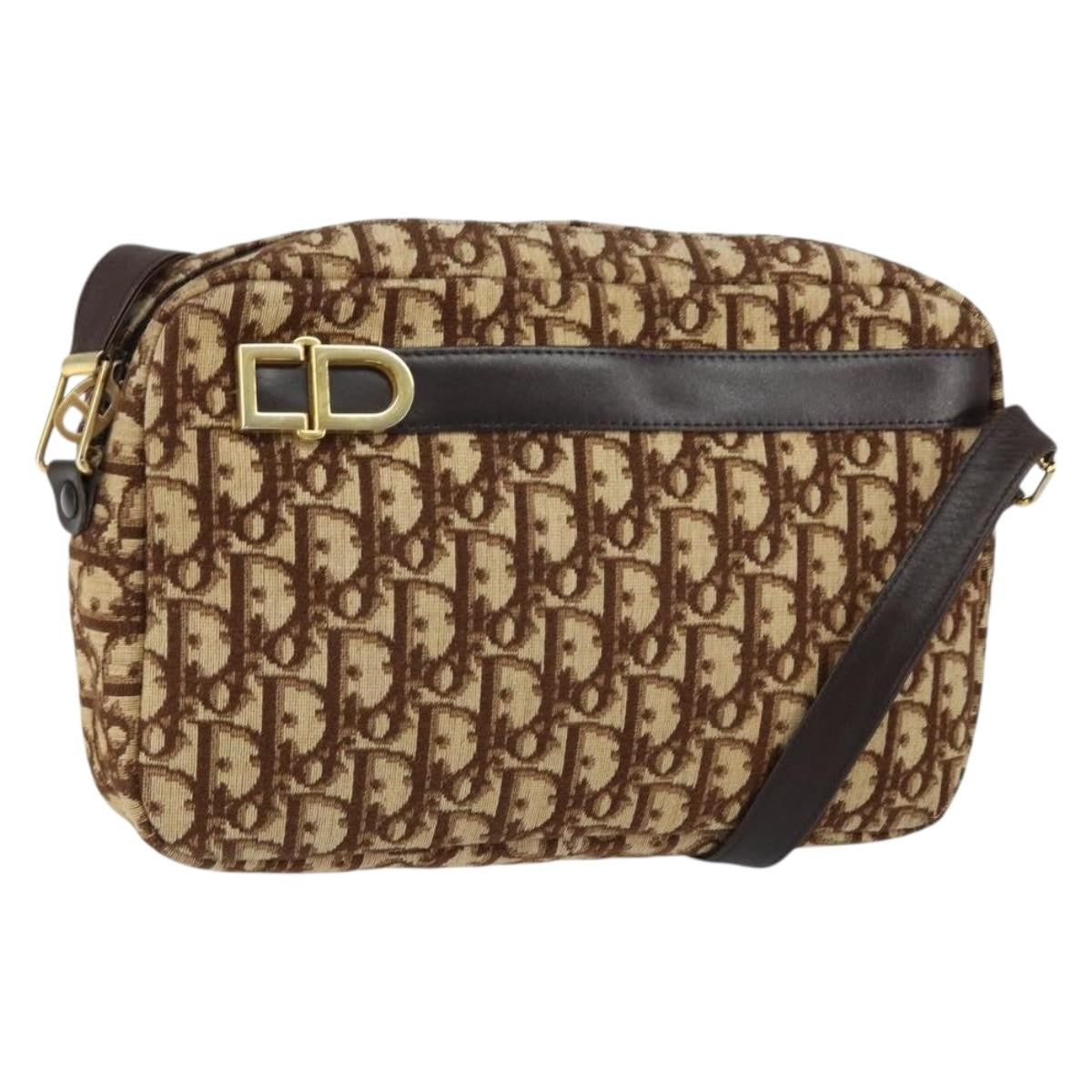 Christian Dior Trotter Crossbody Bag Diorissimo Coated Canvas Brown Canvas Shoulder Bag Bag  