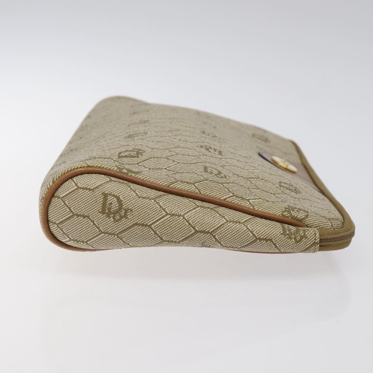 Christian Dior Honeycomb Zip Pouch Coated Canvas Beige Pvc Clutche & Pouche Bag  