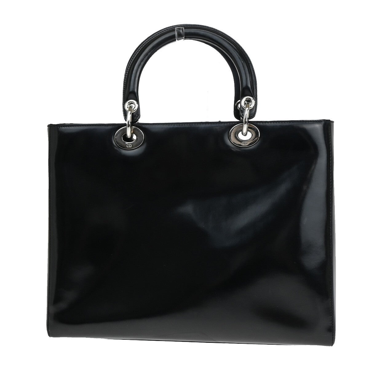 Christian Dior Lady Dior Patent Noir Cuir Vernis Black Patent_Leather Bag  
