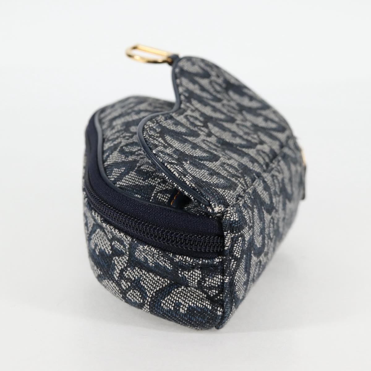 Christian Dior Saddle Zip Pouch Diorissimo Canvas Navy Canvas Bag  