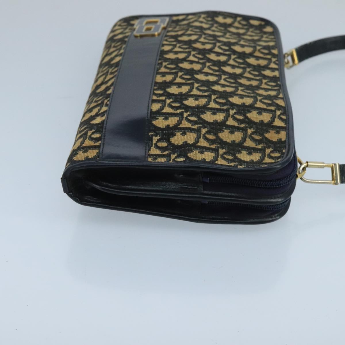 Christian Dior Trotter Crossbody Bag Diorissimo Coated Canvas Navy Canvas Shoulder Bag Bag  