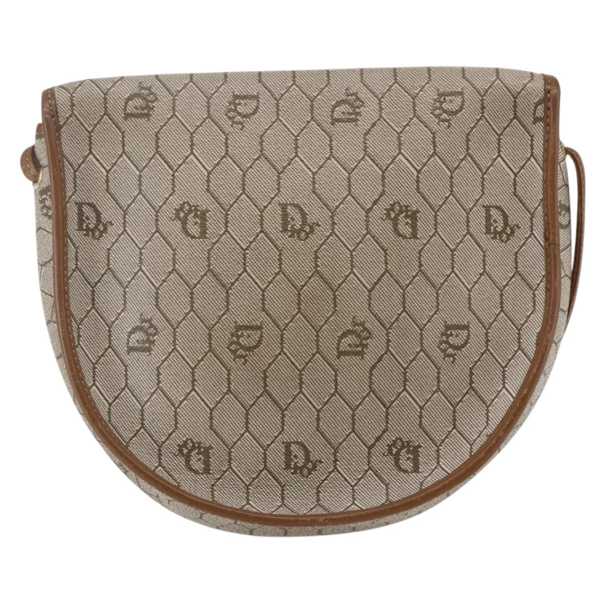 Christian Dior Honeycomb Flap Crossbody Bag Coated Canvas Beige Canvas Shoulder Bag Bag  