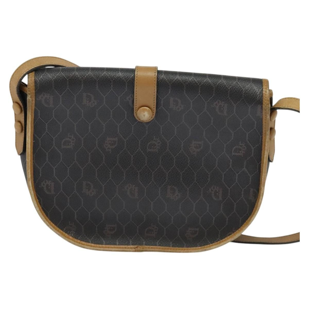 Christian Dior Honeycomb Flap Crossbody Bag Canvas And Leather Black Canvas Bag  