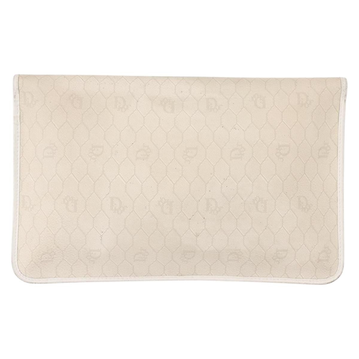 Christian Dior Honeycomb Clutch Canvas White Canvas Clutche & Pouche Bag  