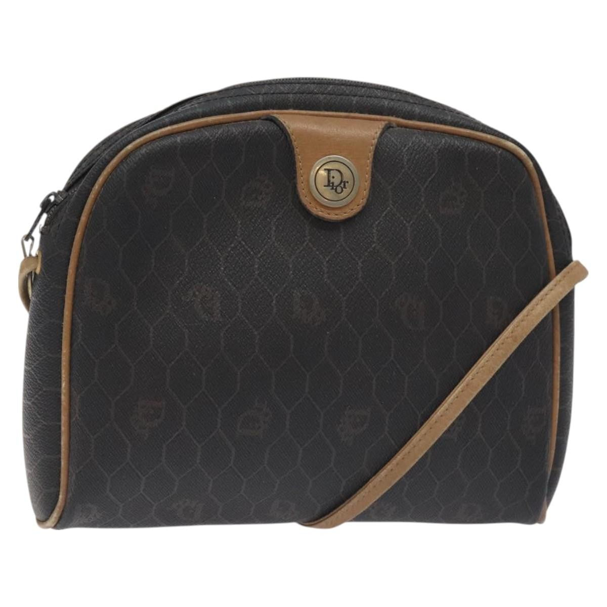 Christian Dior Honeycomb Shoulder Bag Canvas Black Canvas Bag  