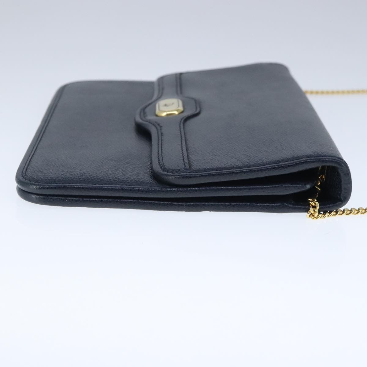 Christian Dior Cd Chain Flap Shoulder Bag Leather Navy Leather Shoulder Bag Bag  