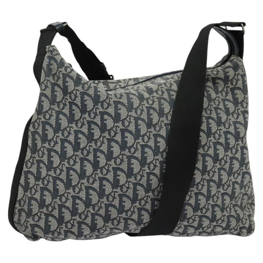 Christian Dior Zip Shoulder Bag Diorissimo Canvas Navy Canvas Shoulder Bag Bag  