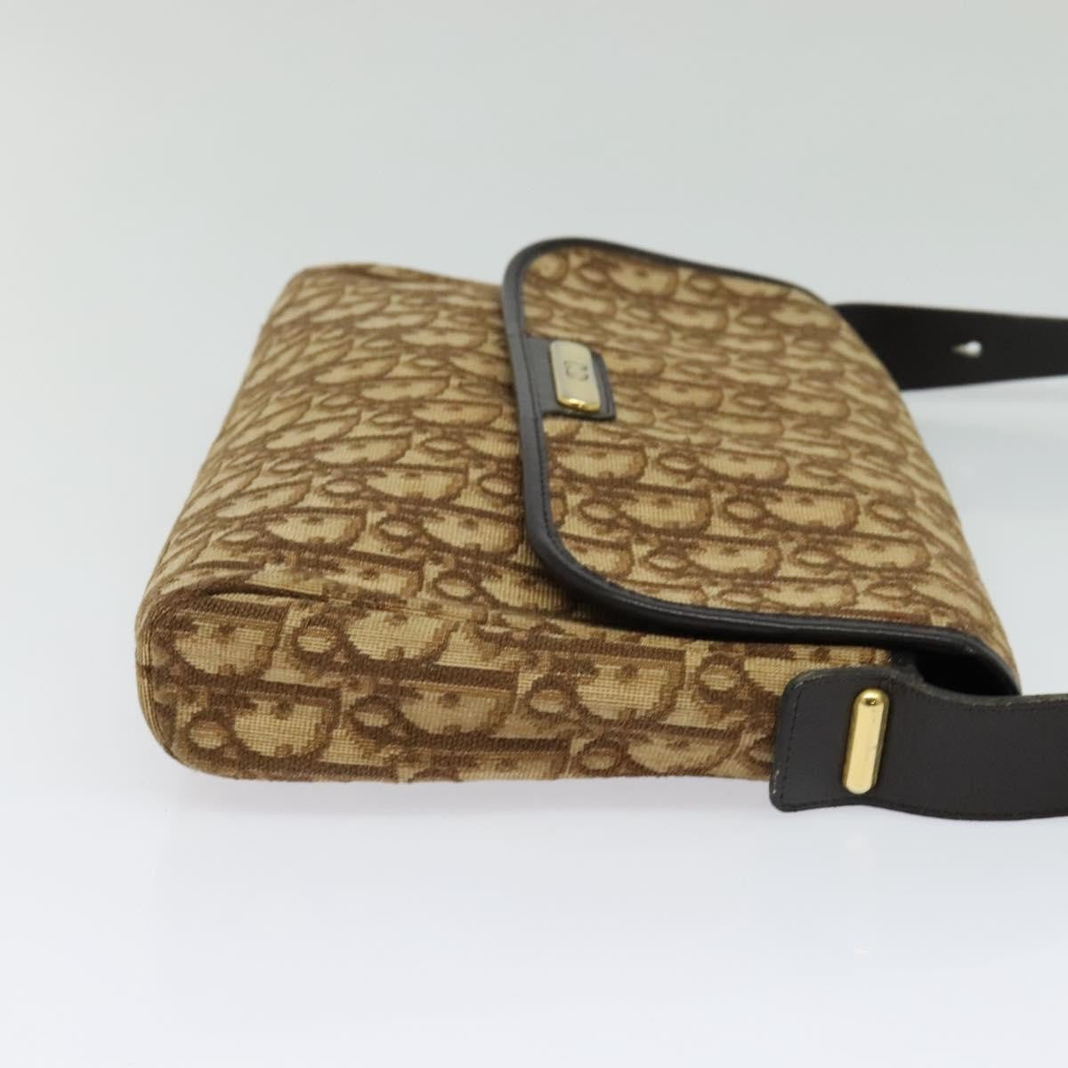 Christian Dior Trotter Flap Shoulder Bag Canvas Brown Canvas Bag  