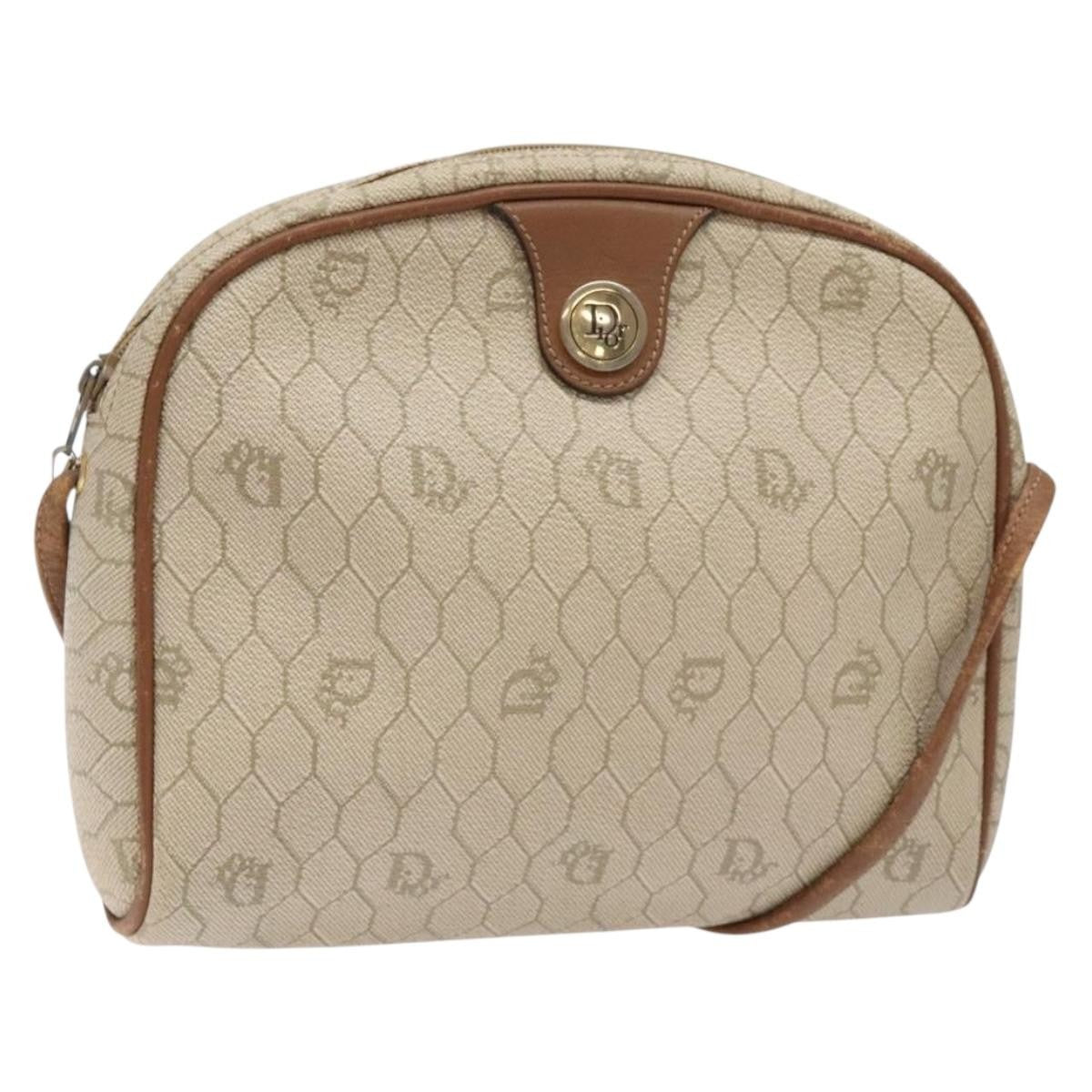 Christian Dior Honeycomb Shoulder Bag Canvas Beige Canvas Bag  