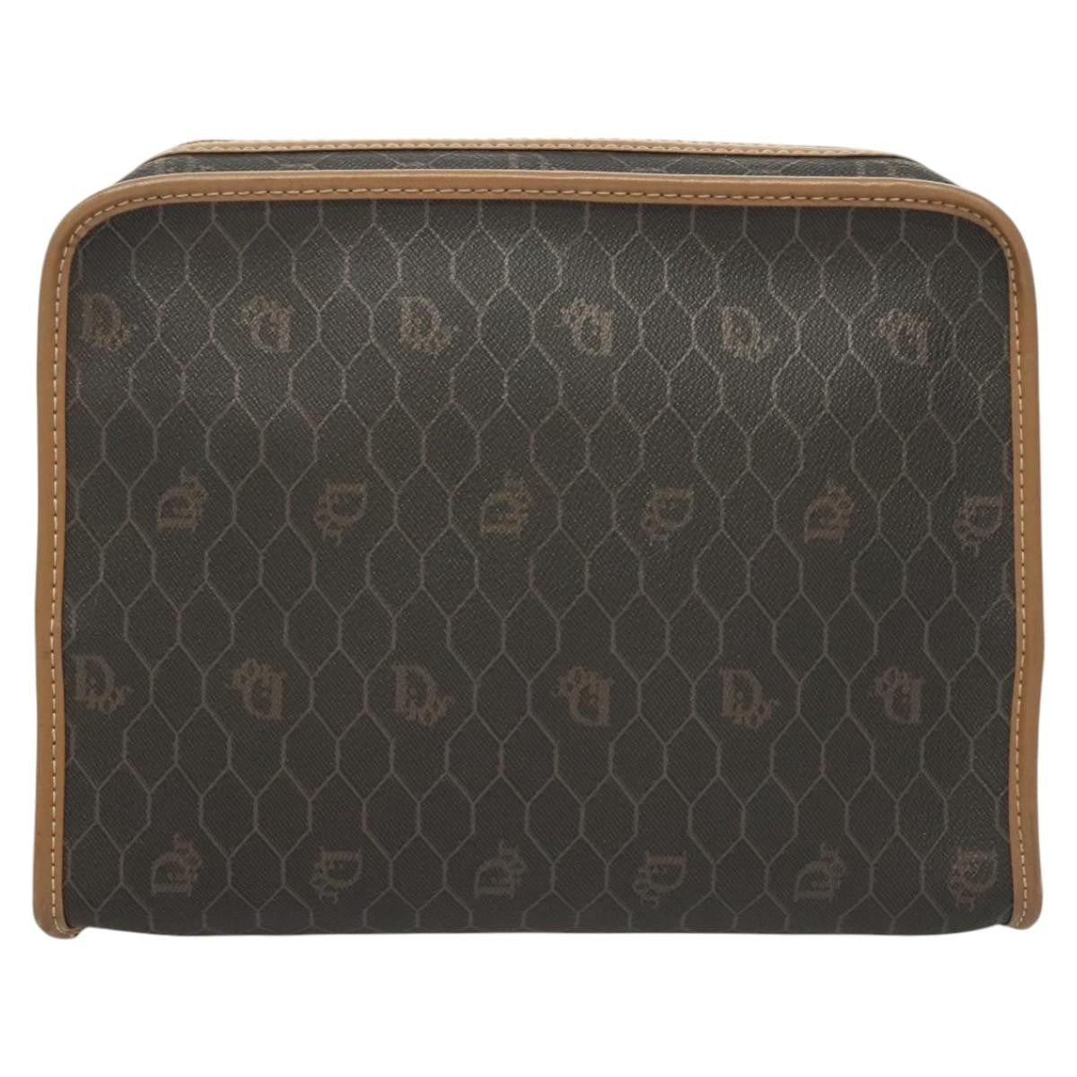 Christian Dior Honeycomb Zip Pouch Coated Canvas Black Pvc,Canvas Clutche & Pouche Bag  