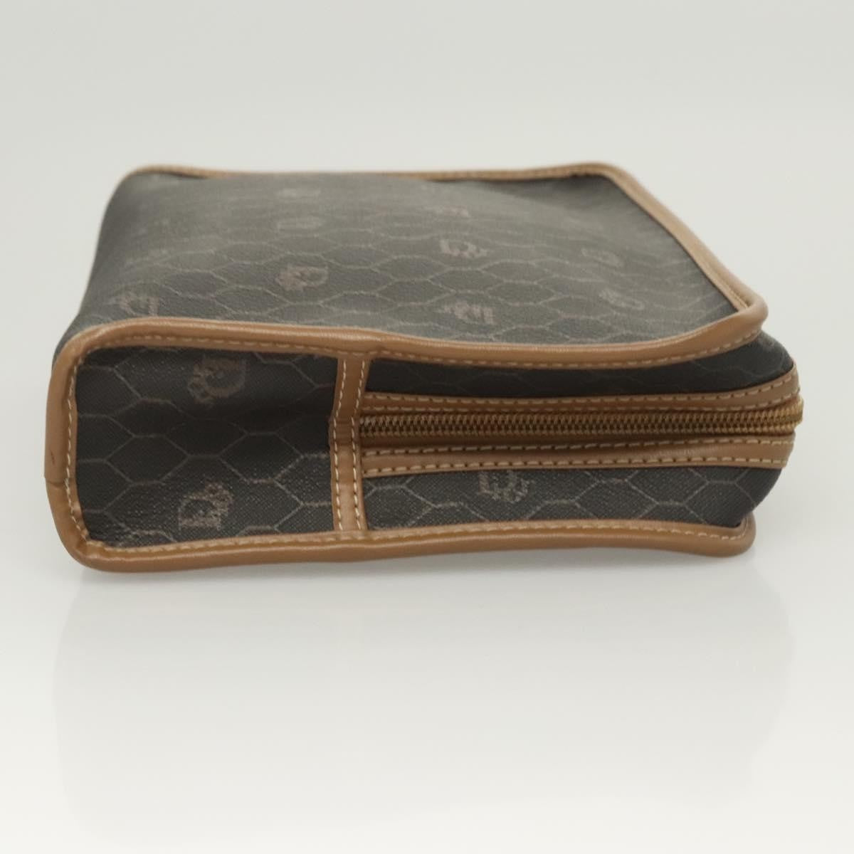 Christian Dior Honeycomb Zip Pouch Coated Canvas Black Pvc,Canvas Clutche & Pouche Bag  