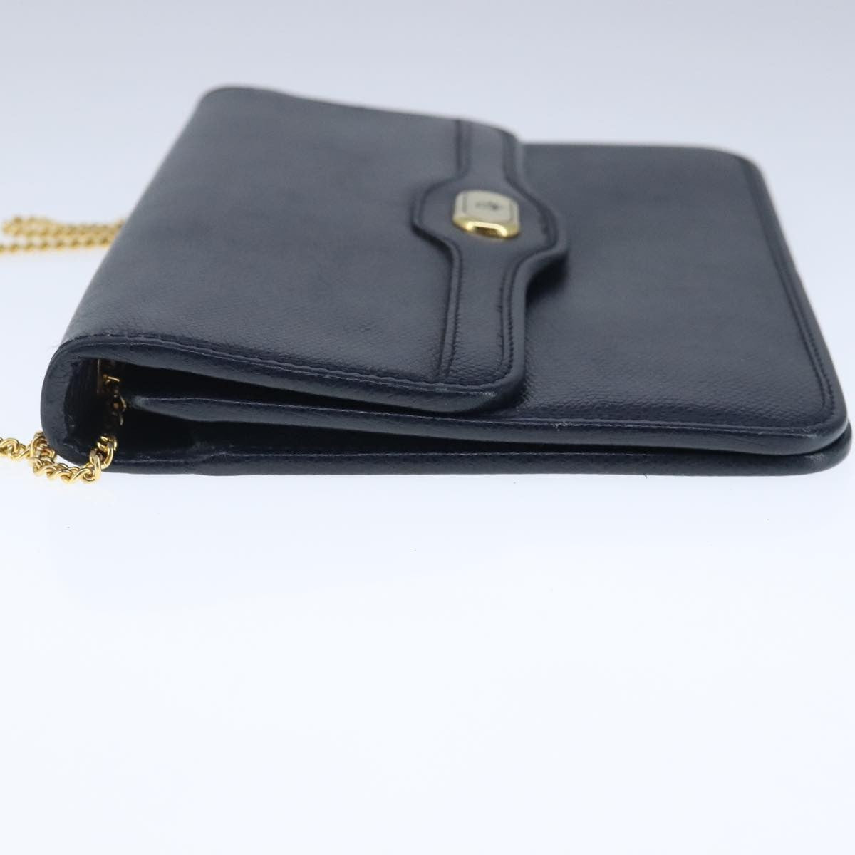 Christian Dior Cd Chain Flap Shoulder Bag Leather Navy Leather Shoulder Bag Bag  