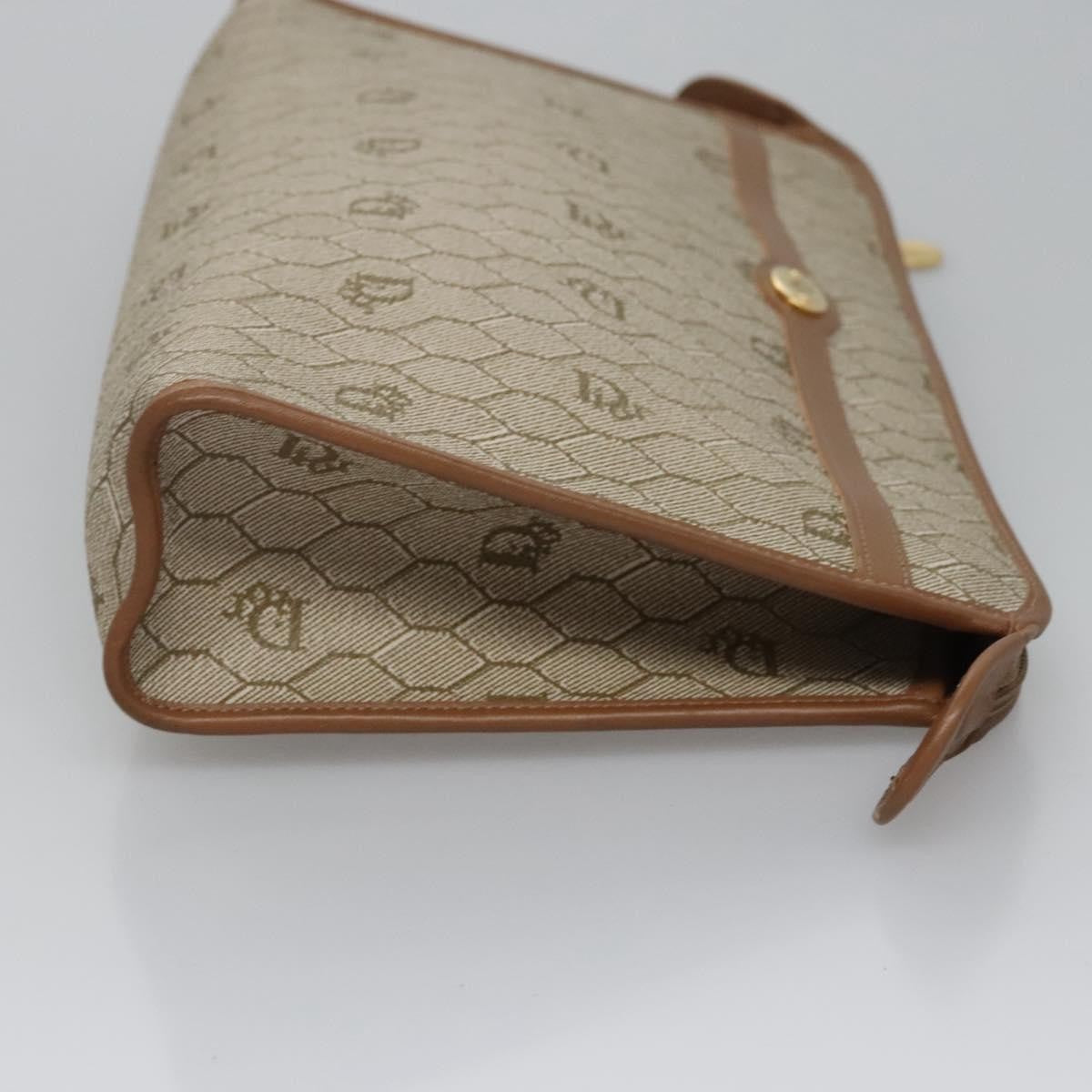 Christian Dior Honeycomb Zip Pouch Coated Canvas Beige Pvc Clutche & Pouche Bag  