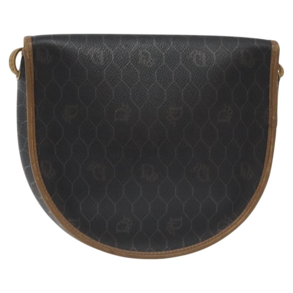Christian Dior Honeycomb Flap Crossbody Bag Coated Canvas Black Canvas Bag  