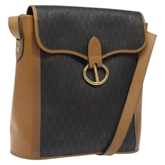 Christian Dior Honeycomb Flap Crossbody Bag Canvas And Leather Black Canvas Bag  