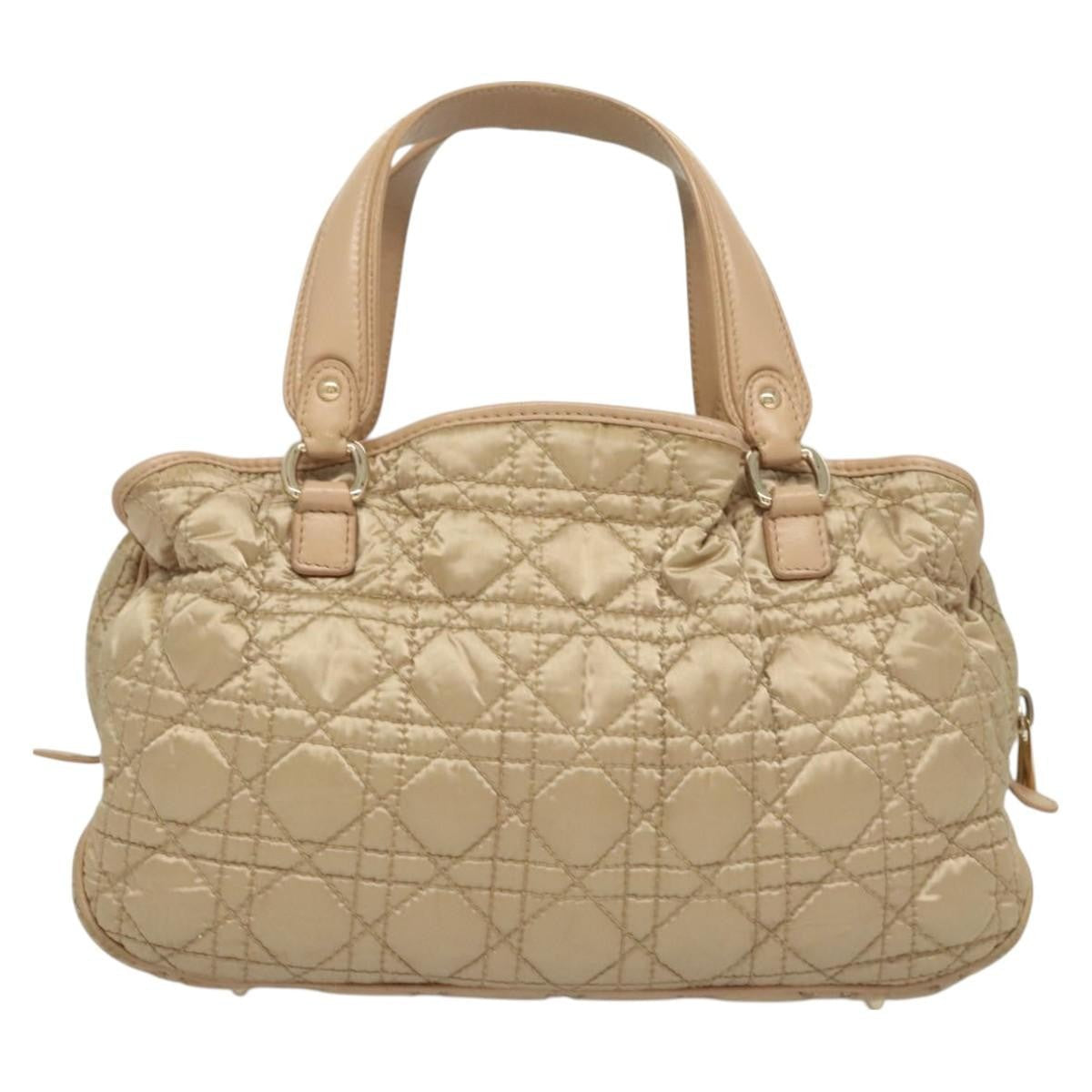 Christian Dior Charming Tote Cannage Quilt Nylon Beige Nylon Bag  