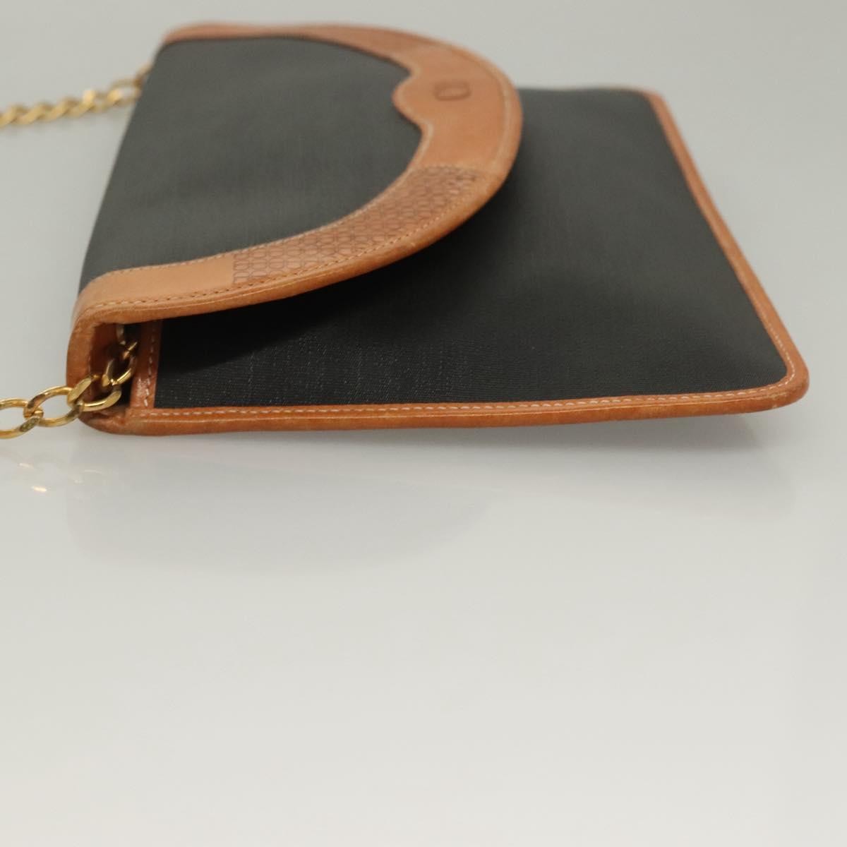 Christian Dior Cd Chain Flap Shoulder Bag Canvas Black Pvc Shoulder Bag Bag  