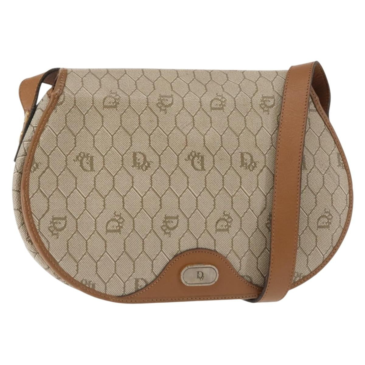 Christian Dior Honeycomb Flap Crossbody Bag Coated Canvas Beige Canvas Bag  