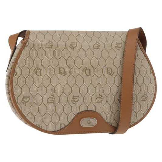 Christian Dior Honeycomb Flap Crossbody Bag Coated Canvas Beige Canvas Bag  