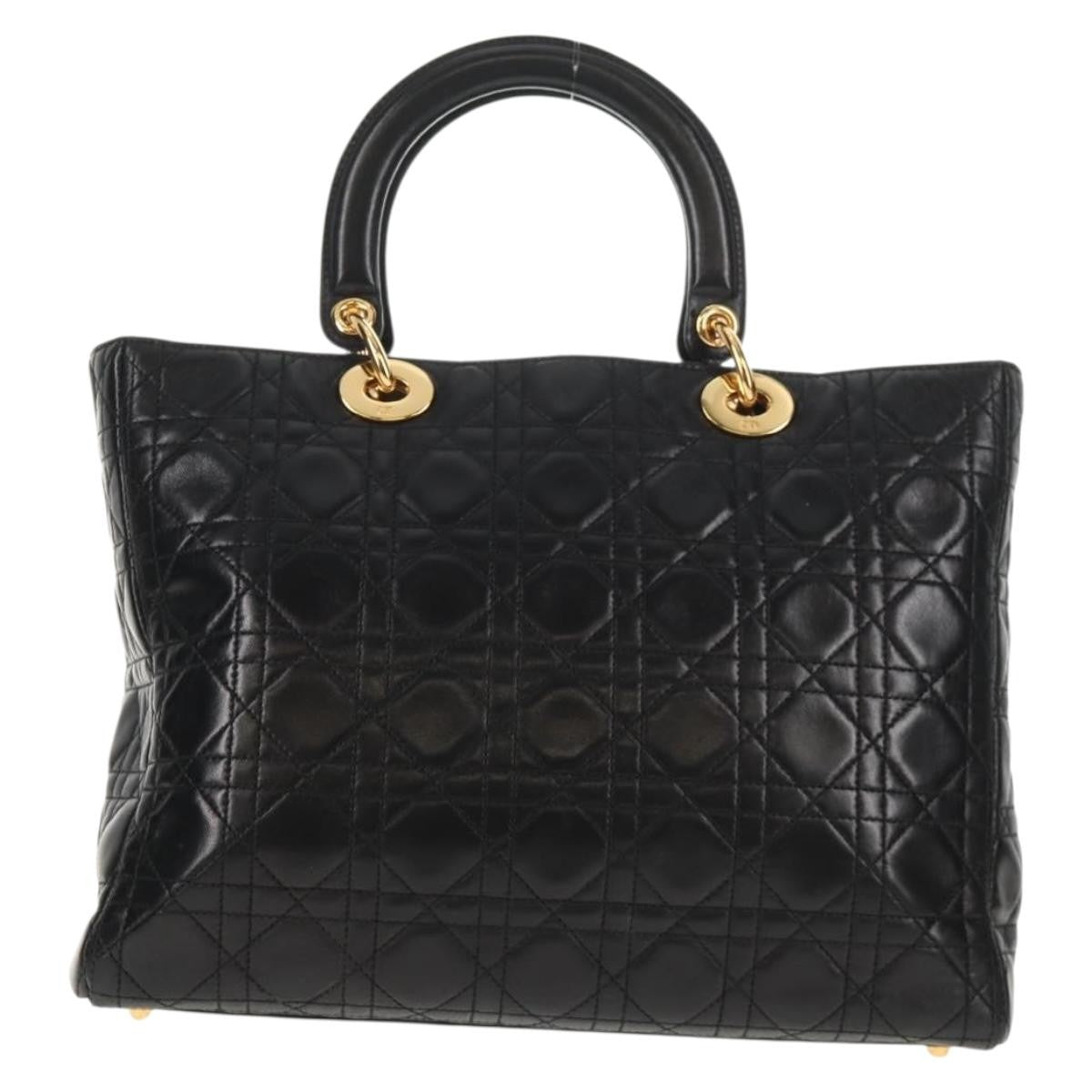 Christian Dior Lady Dior Bag Cannage Quilt Lambskin Black Leather Bag  
