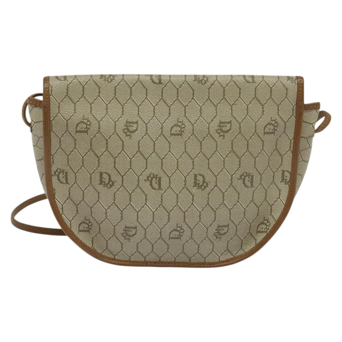 Christian Dior Honeycomb Shoulder Bag Canvas Beige Canvas Bag  