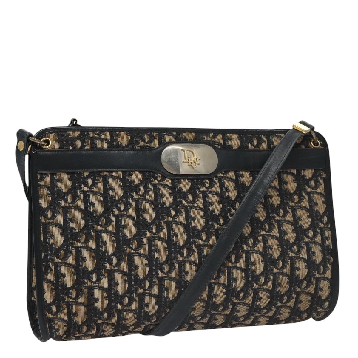 Christian Dior Trotter Shoulder Bag Canvas Navy Canvas Bag  