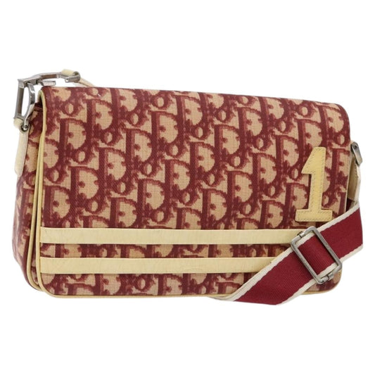 Christian Dior Flap Crossbody Bag Canvas Red Canvas Shoulder Bag Bag  