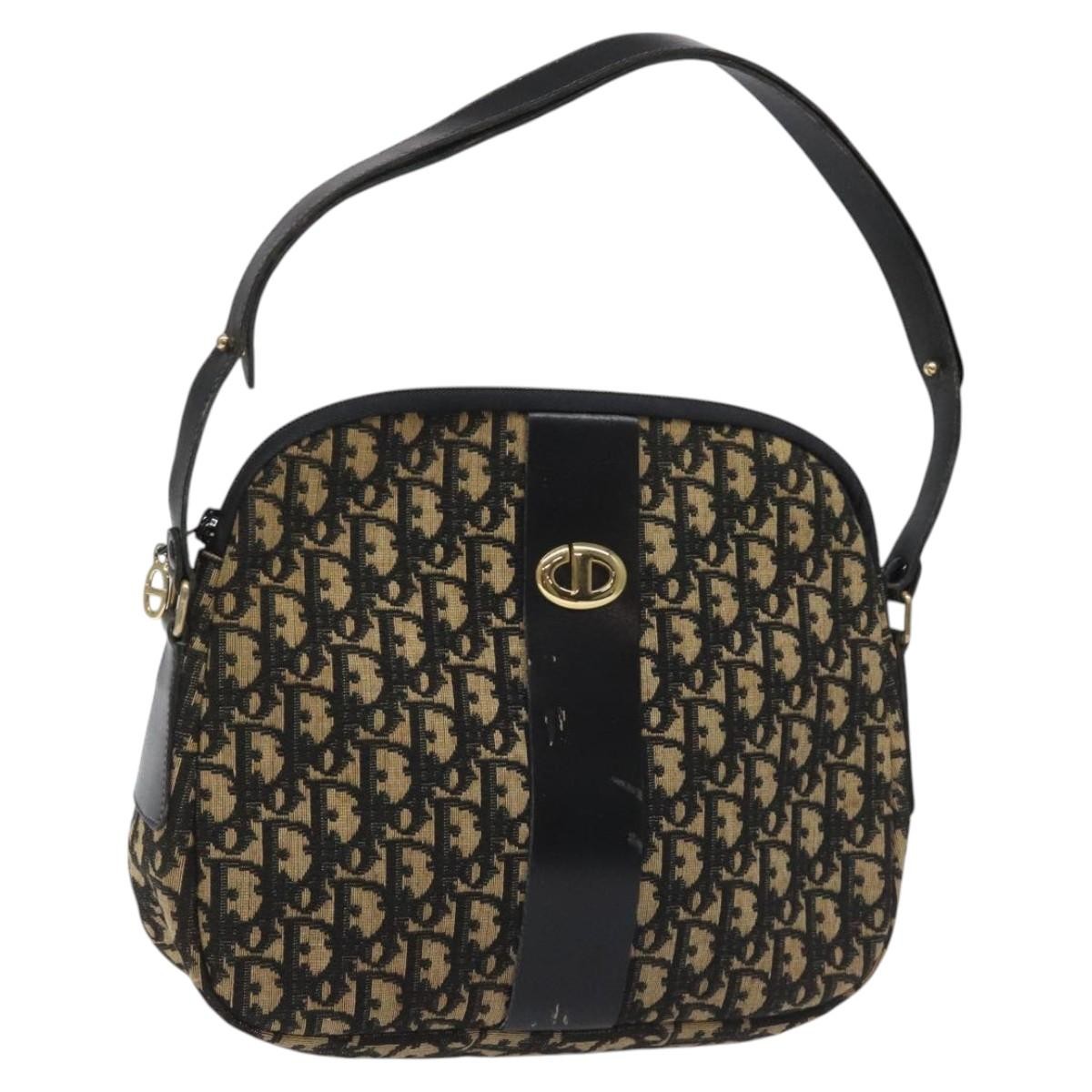 Christian Dior Trotter Shoulder Bag Canvas Black Canvas Bag  