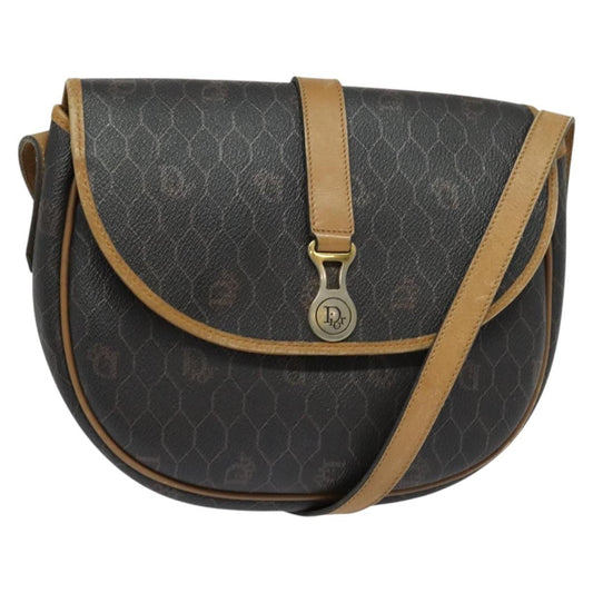 Christian Dior Honeycomb Flap Crossbody Bag Canvas And Leather Black Canvas Bag  