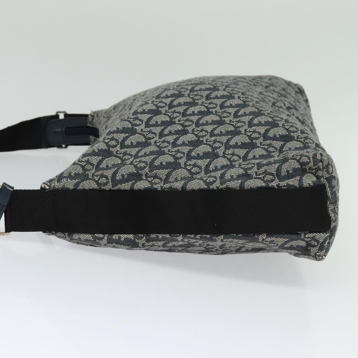 Christian Dior Zip Shoulder Bag Diorissimo Canvas Navy Canvas Shoulder Bag Bag  