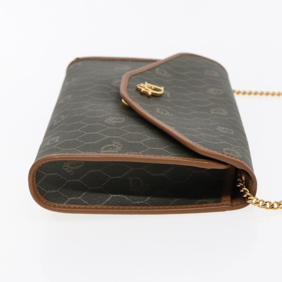 Christian Dior Honeycomb Chain Canvas Khaki Canvas Shoulder Bag Bag  
