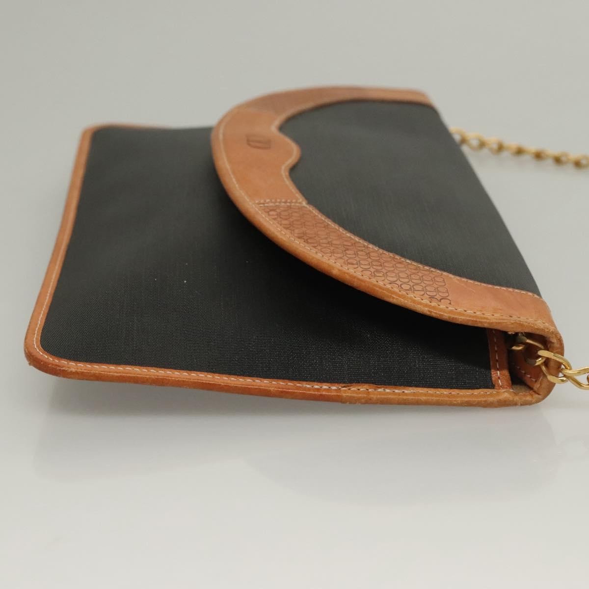 Christian Dior Cd Chain Flap Shoulder Bag Canvas Black Pvc Shoulder Bag Bag  