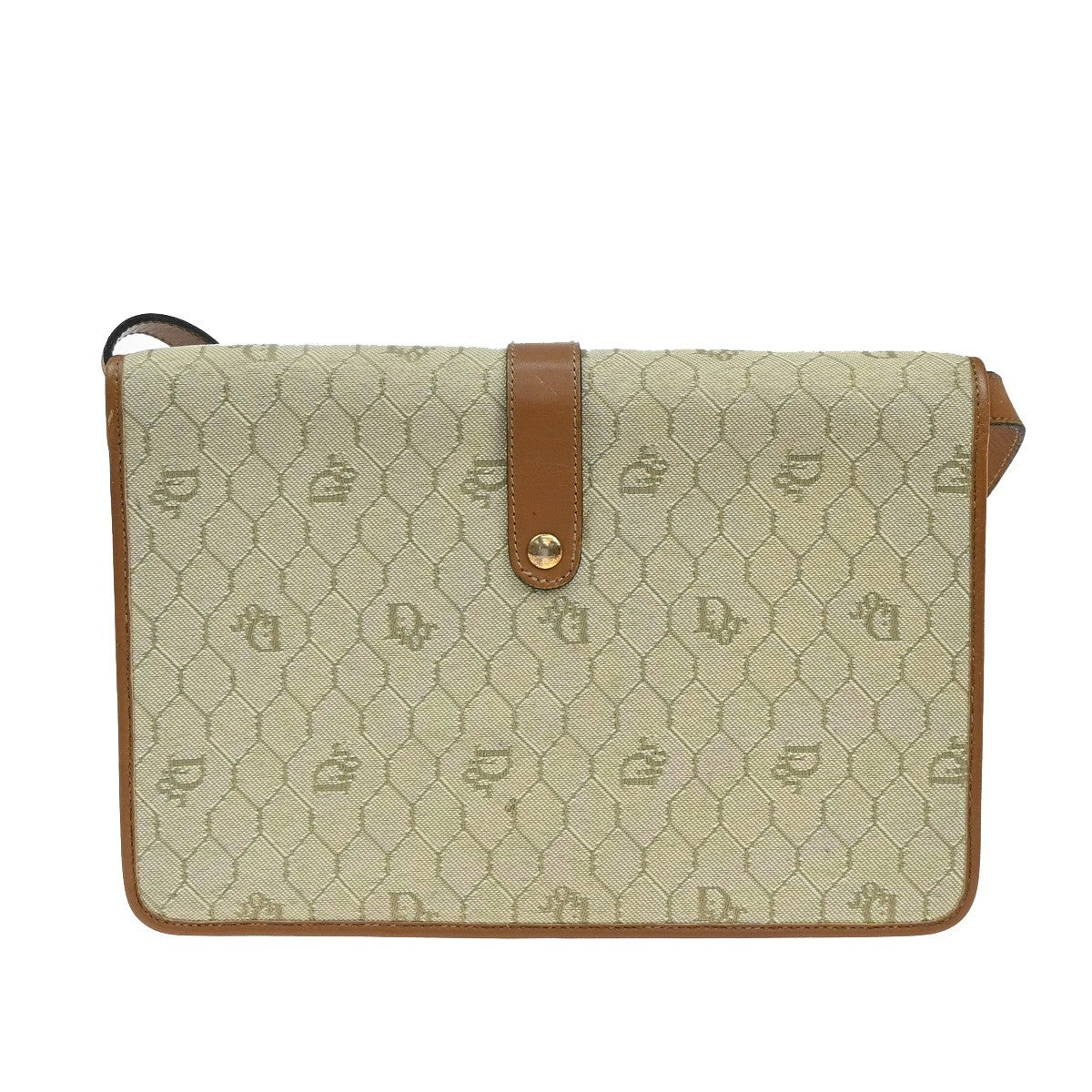 Christian Dior Honeycomb Handbag Canvas Leather Beige Canvas Shoulder Bag Bag  
