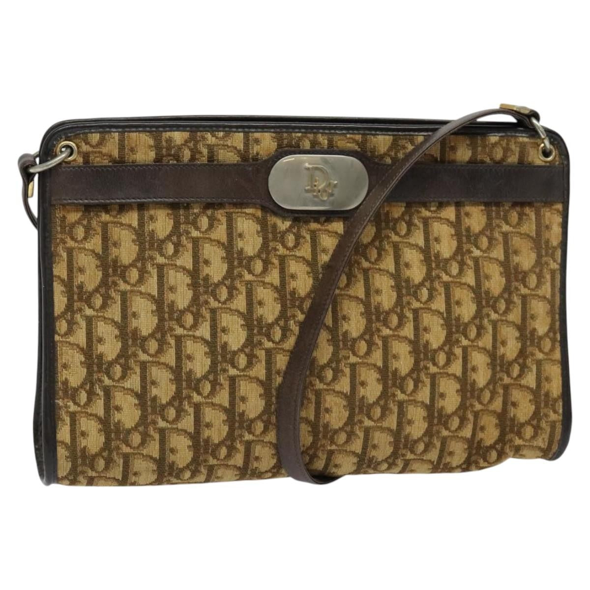Christian Dior Trotter Shoulder Bag Canvas Brown Canvas Bag  