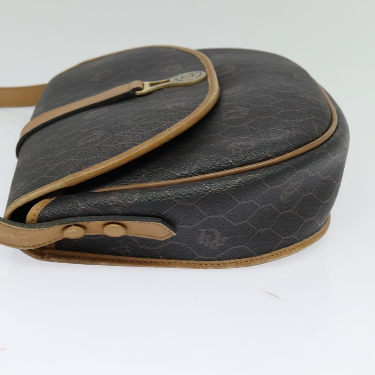 Christian Dior Honeycomb Flap Crossbody Bag Canvas And Leather Black Canvas Bag  