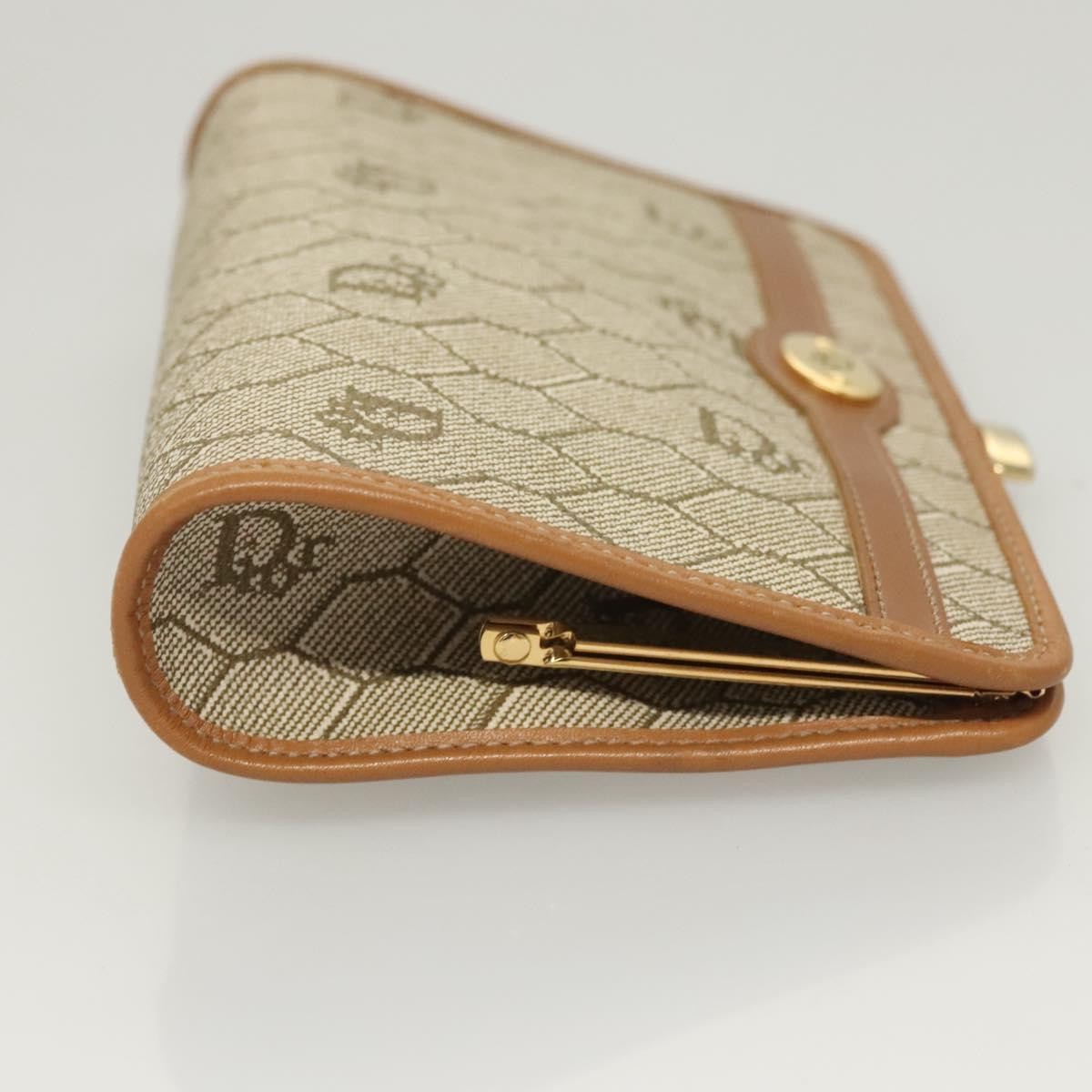 Christian Dior Honeycomb Zip Pouch Coated Canvas Beige Pvc Clutche & Pouche Bag  