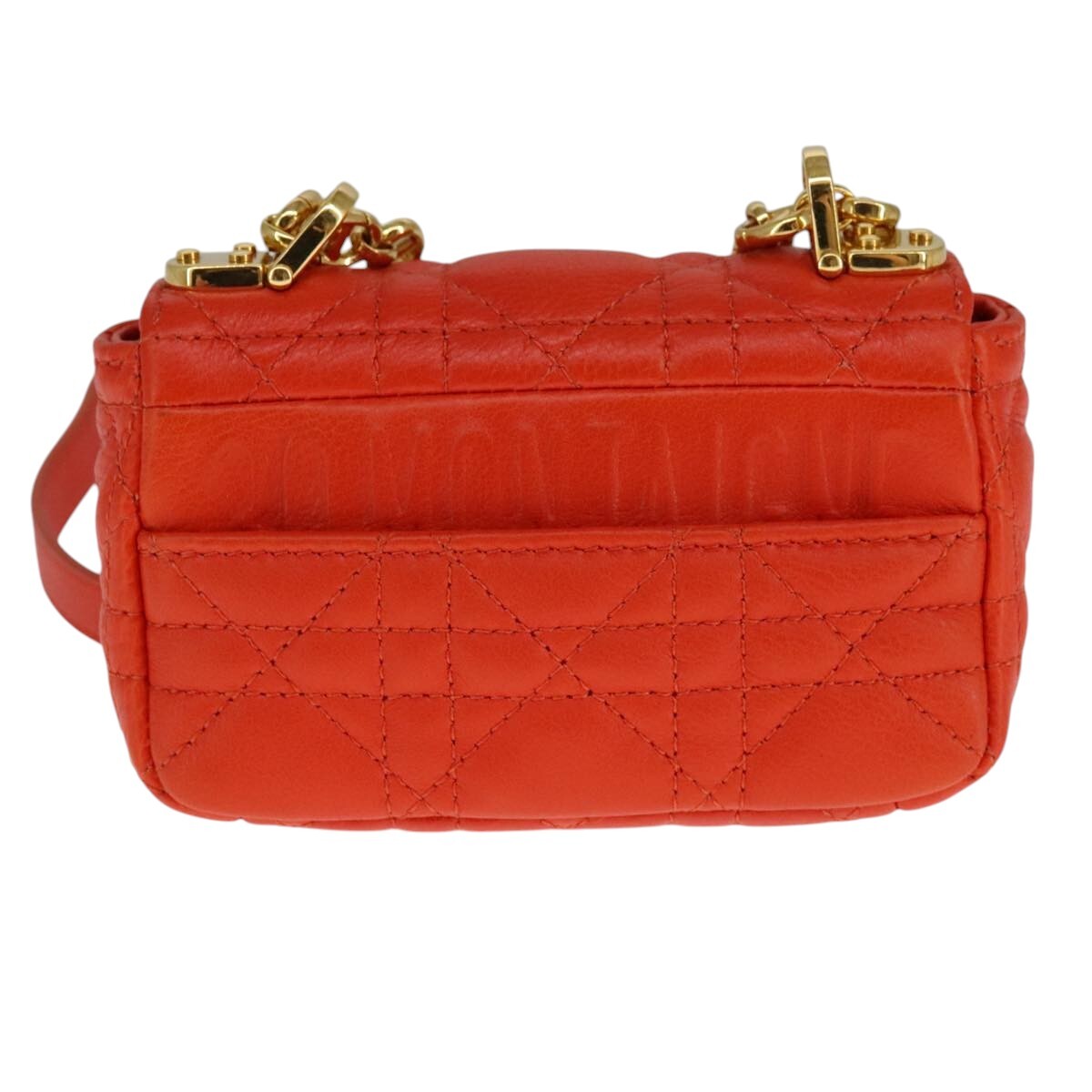 Christian Dior Caro Bag Cannage Quilt Calfskin Orange Leather Bag  