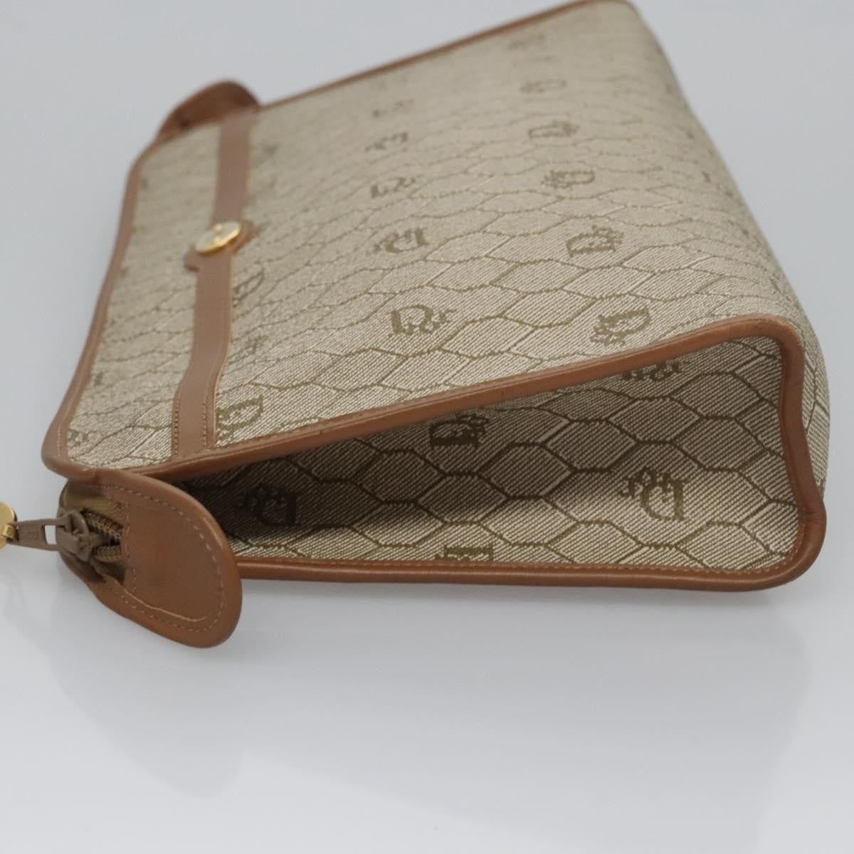 Christian Dior Honeycomb Zip Pouch Coated Canvas Beige Pvc Clutche & Pouche Bag  