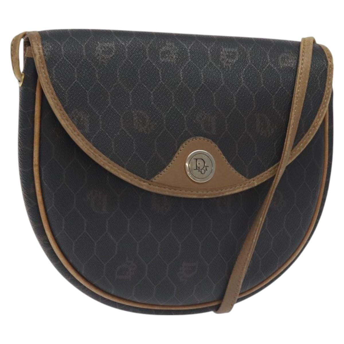 Christian Dior Honeycomb Flap Crossbody Bag Coated Canvas Black Canvas Bag  