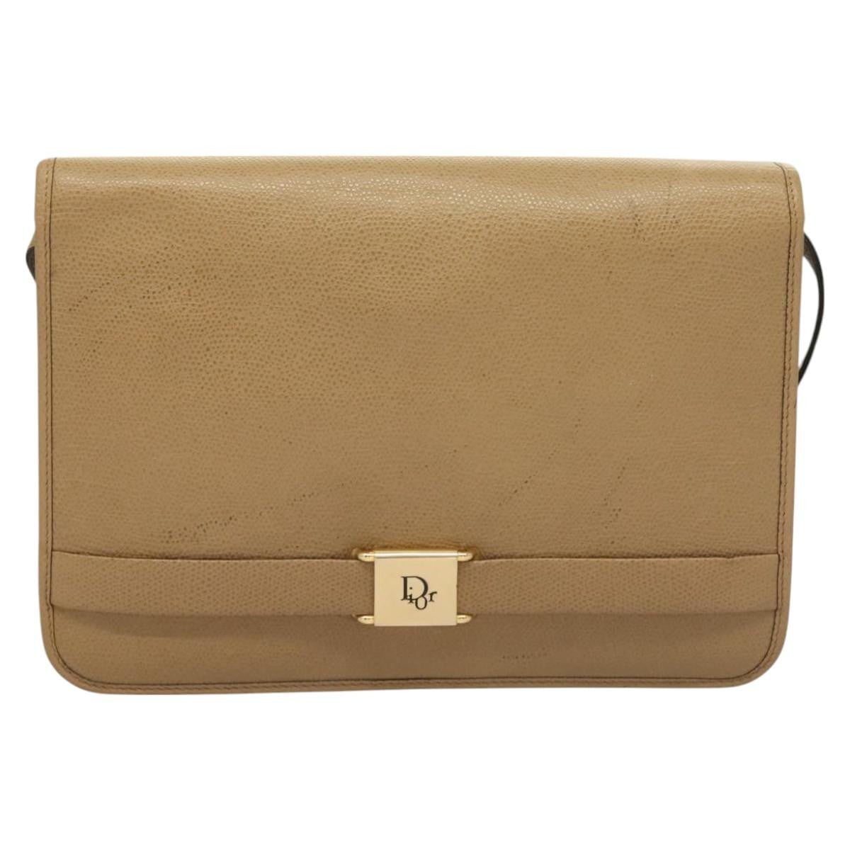 Christian Dior Honeycomb Shoulder Bag Leather Beige Leather Shoulder Bag Bag  