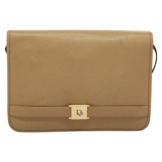 Christian Dior Honeycomb Shoulder Bag Leather Beige Leather Shoulder Bag Bag  